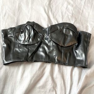 Black leather corset style top